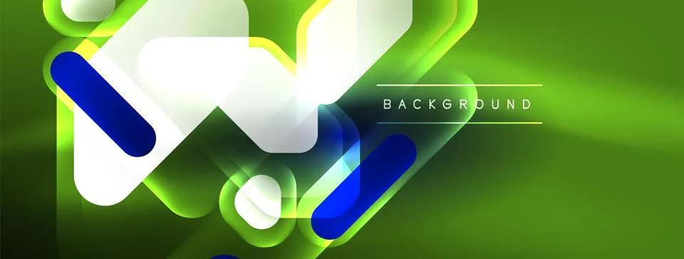 Glowing neon geometric elements abstract background. Neon light or laser show 스톡 일러스트