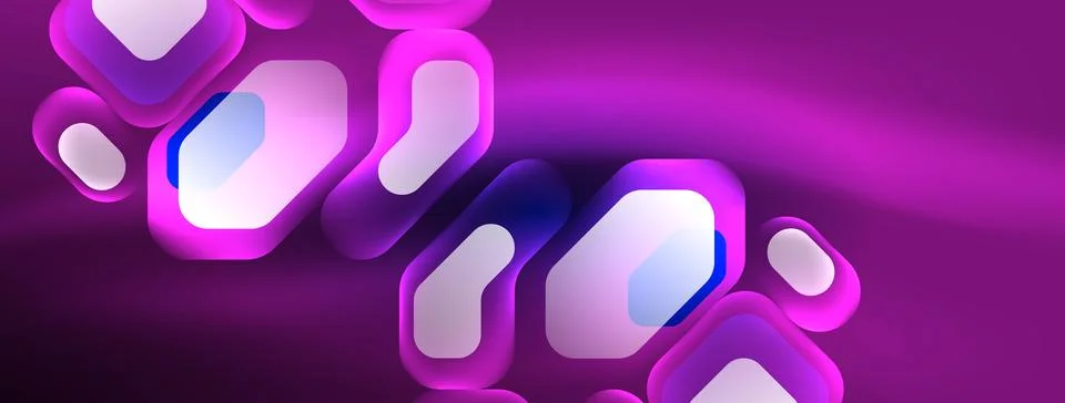 Glowing neon geometric elements abstract background. Neon light or laser show Illustrazione stock