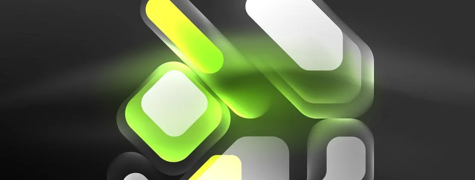 Glowing neon geometric elements abstract background. Neon light or laser show Stock Illustration