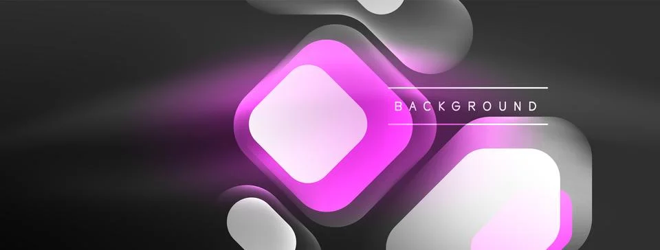 Glowing neon geometric elements abstract background. Neon light or laser show 스톡 일러스트