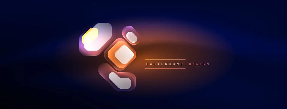 Glowing neon geometric elements abstract background. Neon light or laser show Stock Illustration