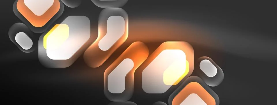 Glowing neon geometric elements abstract background. Neon light or laser show Stockillustratie