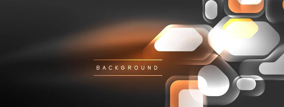 Glowing neon geometric elements abstract background. Neon light or laser show Illustrazione stock