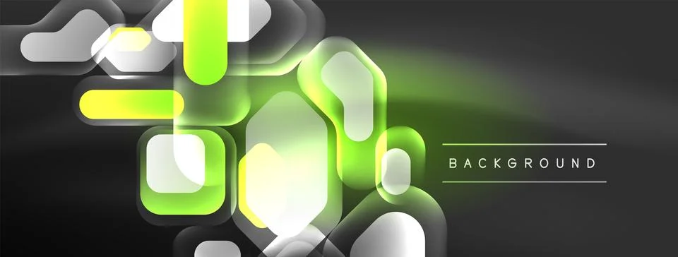 Glowing neon geometric elements abstract background. Neon light or laser show 스톡 일러스트