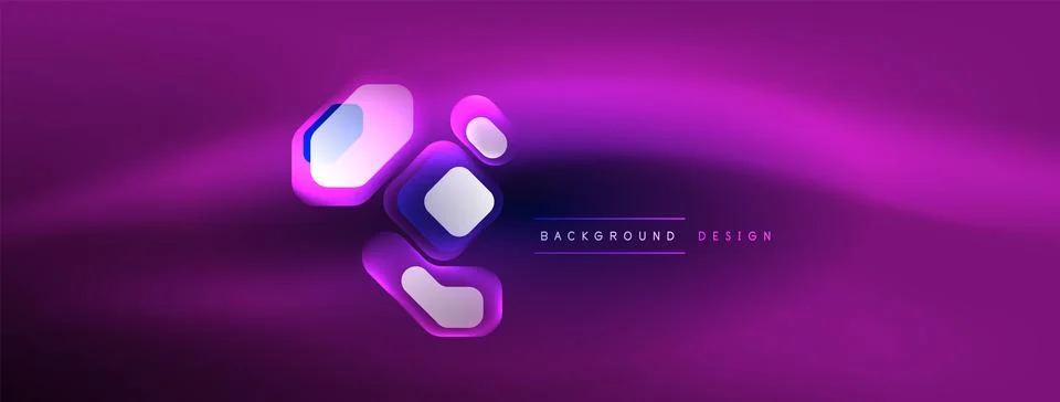 Glowing neon geometric elements abstract background. Neon light or laser show Illustrazione stock