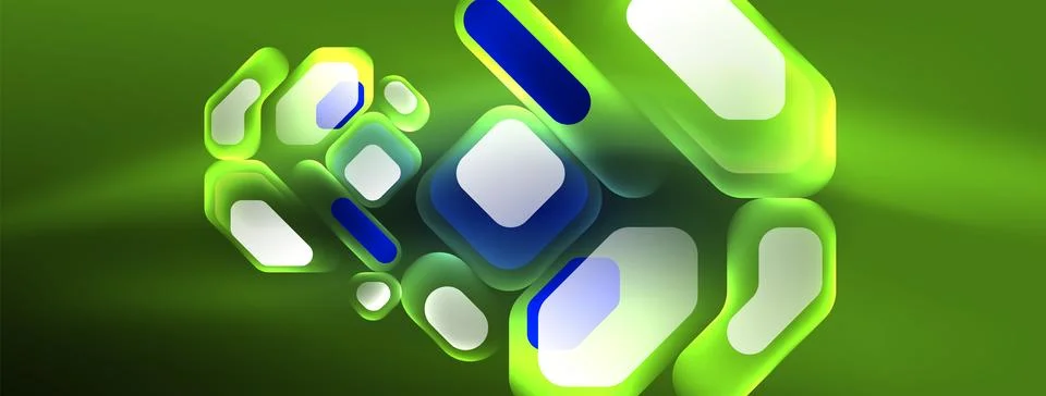 Glowing neon geometric elements abstract background. Neon light or laser show 스톡 일러스트