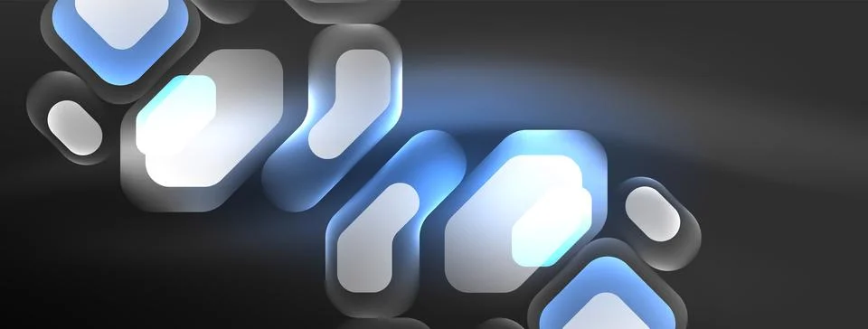 Glowing neon geometric elements abstract background. Neon light or laser show Illustrazione stock