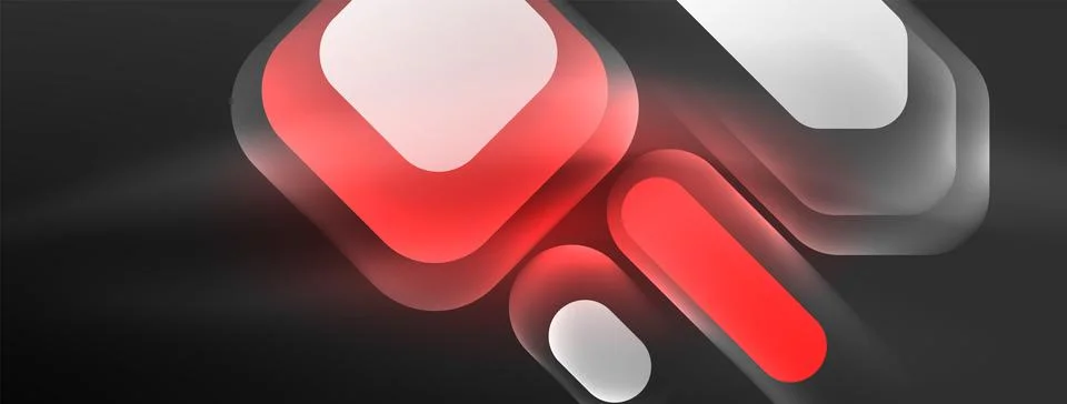 Glowing neon geometric elements abstract background. Neon light or laser show Stock Illustration