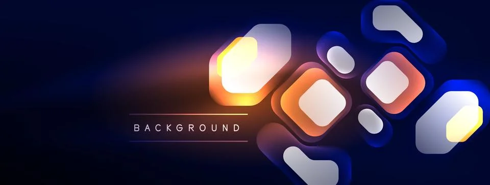 Glowing neon geometric elements abstract background. Neon light or laser show Illustrazione stock