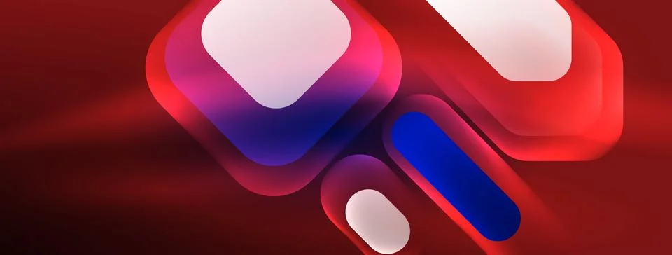 Glowing neon geometric elements abstract background. Neon light or laser show Stock Illustration