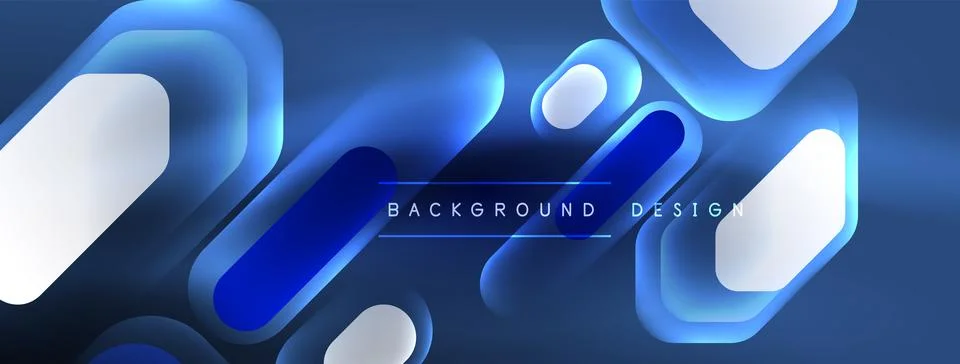 Glowing neon geometric elements abstract background. Neon light or laser show 스톡 일러스트