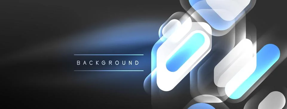 Glowing neon geometric elements abstract background. Neon light or laser show Stock Illustration