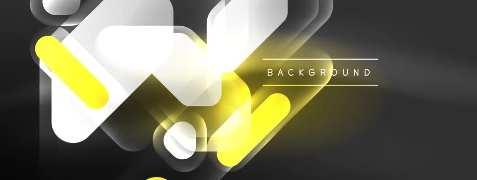 Glowing neon geometric elements abstract background. Neon light or laser show 스톡 일러스트