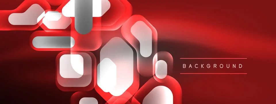 Glowing neon geometric elements abstract background. Neon light or laser show Stock Illustration