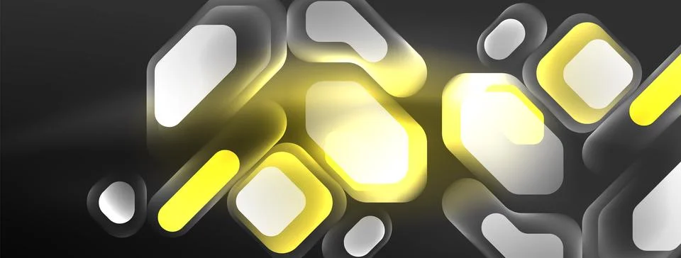 Glowing neon geometric elements abstract background. Neon light or laser show 스톡 일러스트