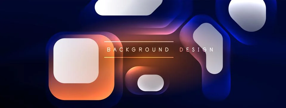 Glowing neon geometric elements abstract background. Neon light or laser show Stock Illustration