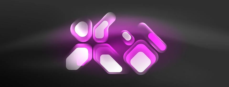 Glowing neon geometric elements abstract background. Neon light or laser show Stock Illustration