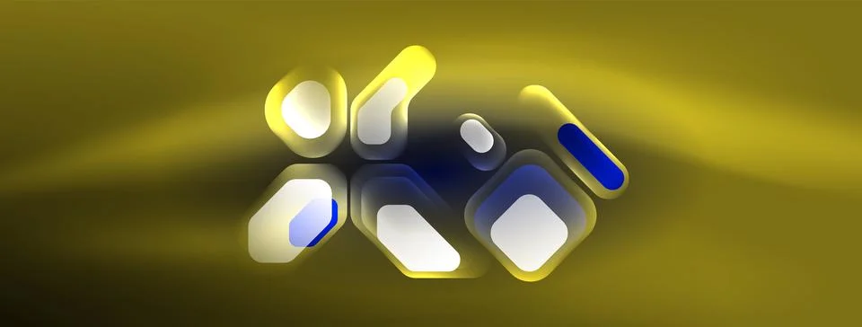 Glowing neon geometric elements abstract background. Neon light or laser show Stockillustratie
