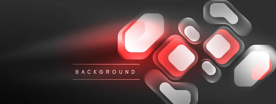 Glowing neon geometric elements abstract background. Neon light or laser show Stock Illustration