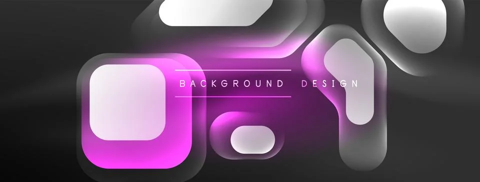 Glowing neon geometric elements abstract background. Neon light or laser show Stock Illustration