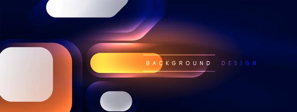 Glowing neon geometric elements abstract background. Neon light or laser show Stockillustratie