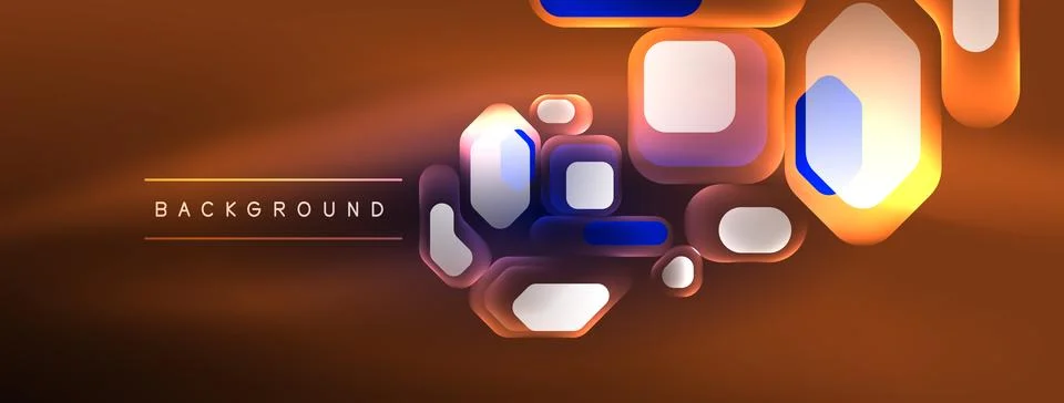 Glowing neon geometric elements abstract background. Neon light or laser show Illustrazione stock