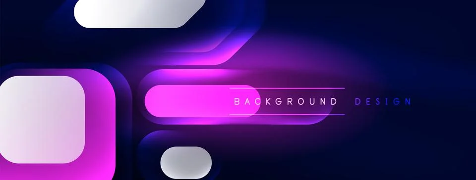 Glowing neon geometric elements abstract background. Neon light or laser show Stockillustratie