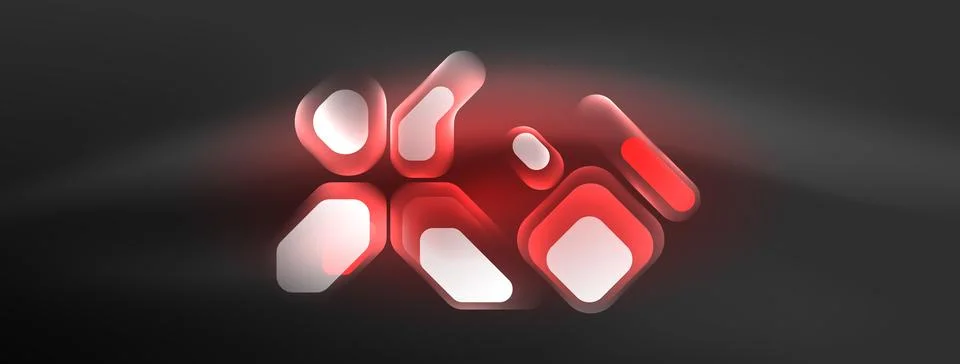 Glowing neon geometric elements abstract background. Neon light or laser show Stock Illustration