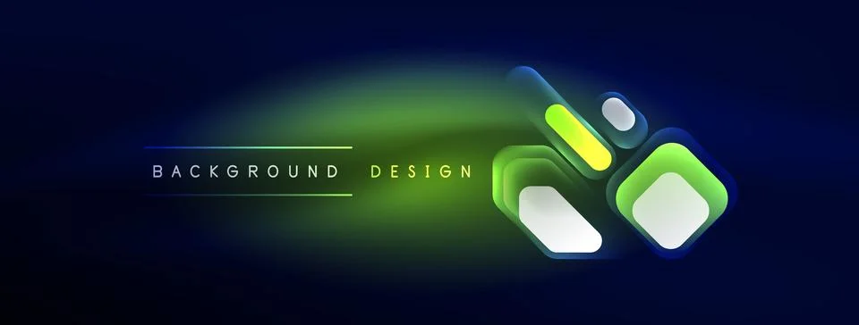 Glowing neon geometric elements abstract background. Neon light or laser show Stock Illustration