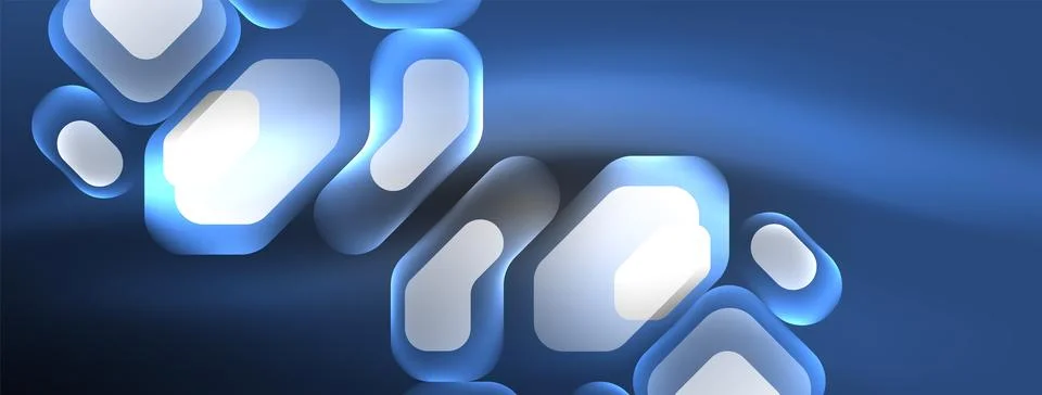 Glowing neon geometric elements abstract background. Neon light or laser show 스톡 일러스트