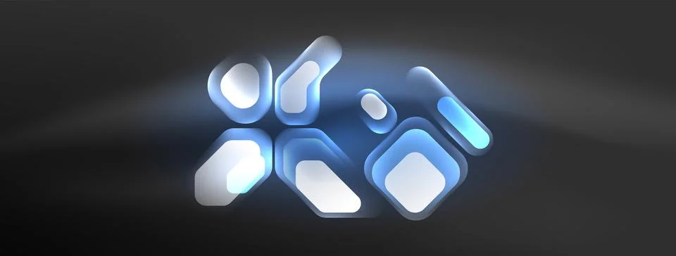 Glowing neon geometric elements abstract background. Neon light or laser show Stock Illustration