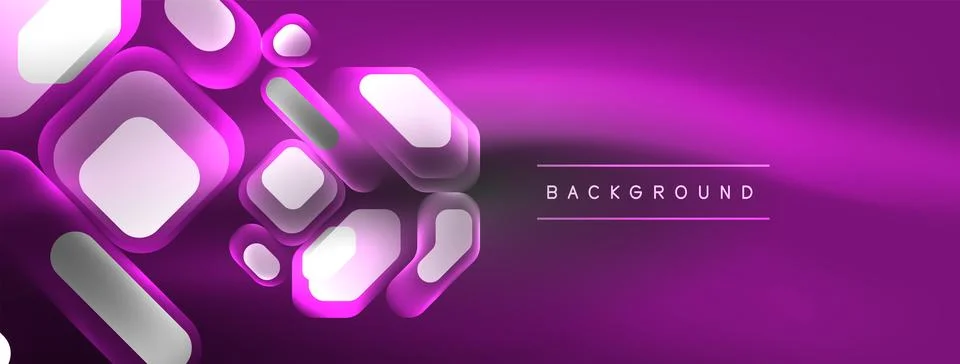 Glowing neon geometric elements abstract background. Neon light or laser show Illustrazione stock