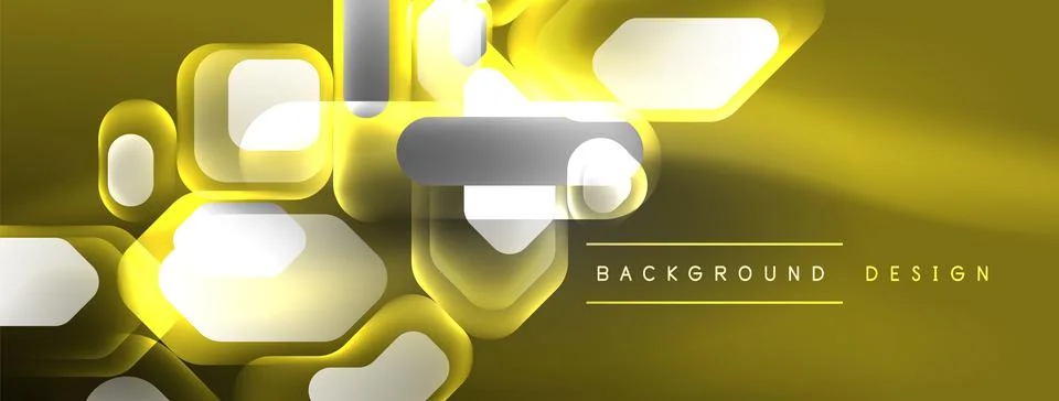 Glowing neon geometric elements abstract background. Neon light or laser show Stock Illustration
