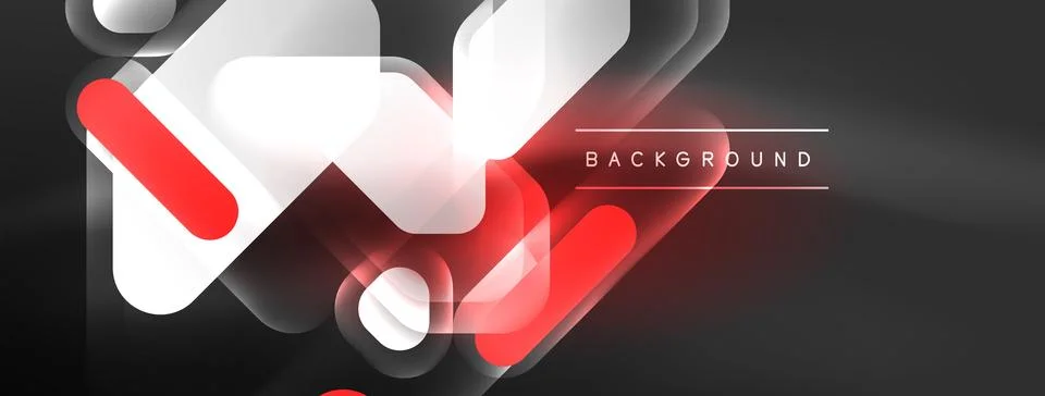 Glowing neon geometric elements abstract background. Neon light or laser show Illustrazione stock
