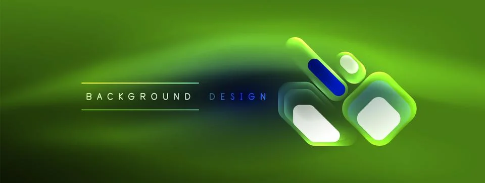 Glowing neon geometric elements abstract background. Neon light or laser show Stock Illustration