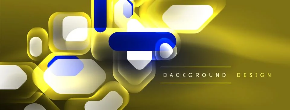 Glowing neon geometric elements abstract background. Neon light or laser show Illustrazione stock