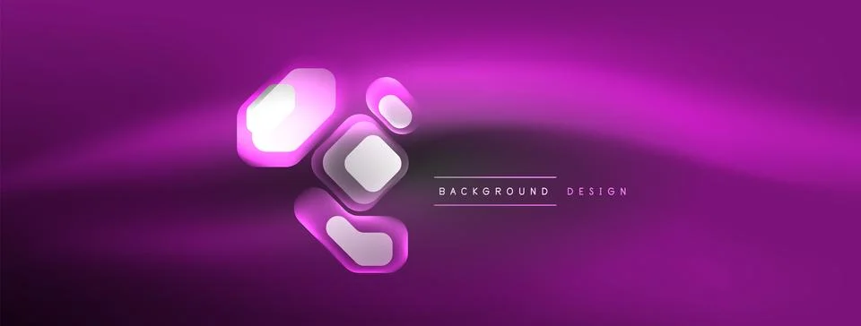 Glowing neon geometric elements abstract background. Neon light or laser show Stock Illustration