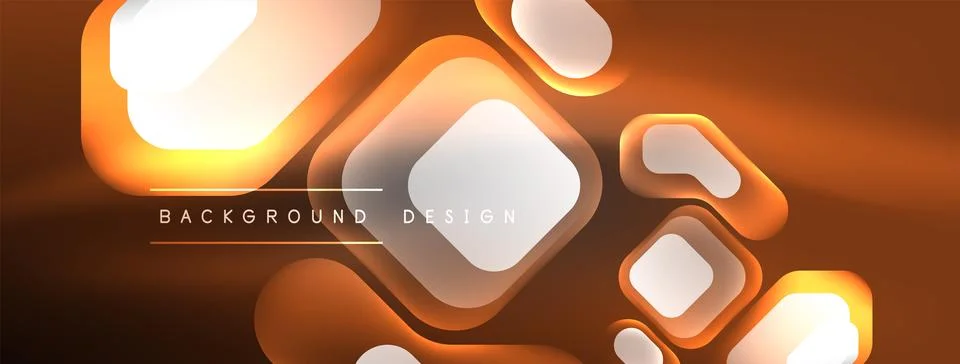 Glowing neon geometric elements abstract background. Neon light or laser show Stock Illustration