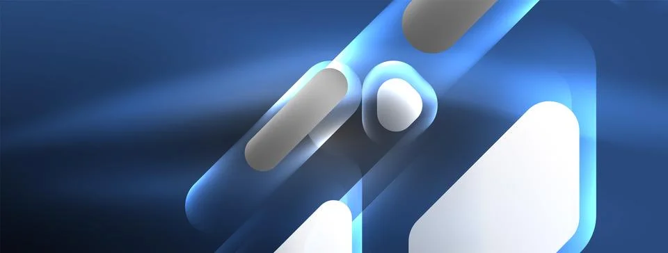Glowing neon geometric elements abstract background. Neon light or laser show 스톡 일러스트