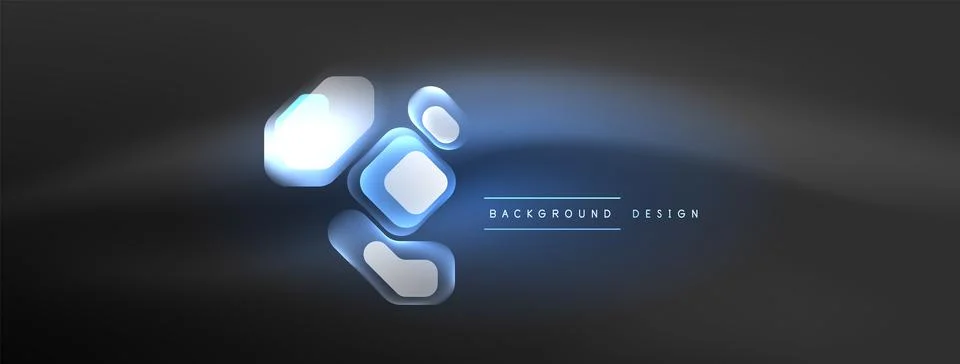 Glowing neon geometric elements abstract background. Neon light or laser show Stock Illustration