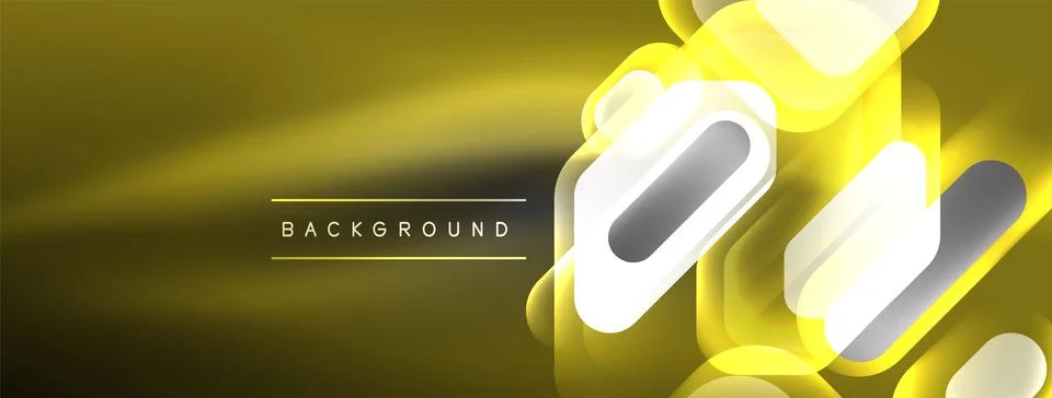 Glowing neon geometric elements abstract background. Neon light or laser show Stock Illustration