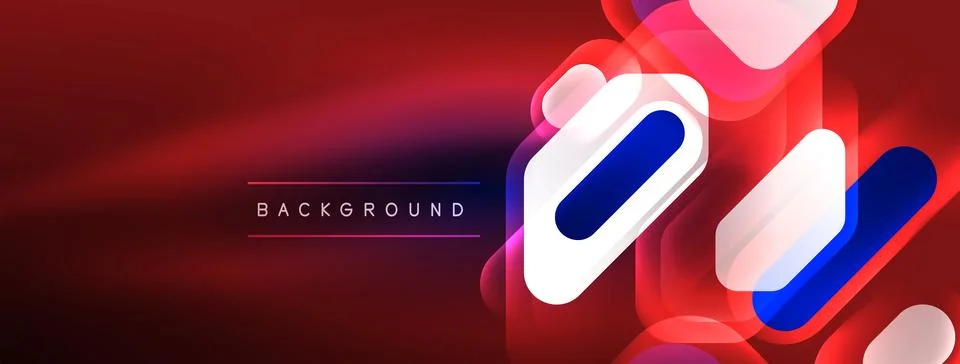 Glowing neon geometric elements abstract background. Neon light or laser show Stock Illustration