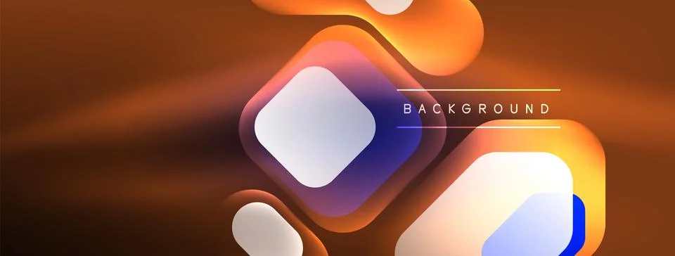 Glowing neon geometric elements abstract background. Neon light or laser show Illustrazione stock
