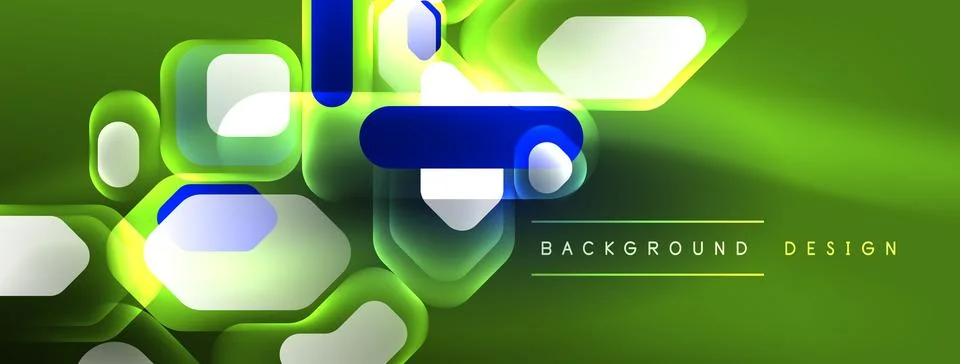 Glowing neon geometric elements abstract background. Neon light or laser show Stockillustratie