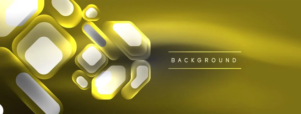 Glowing neon geometric elements abstract background. Neon light or laser show Stock Illustration
