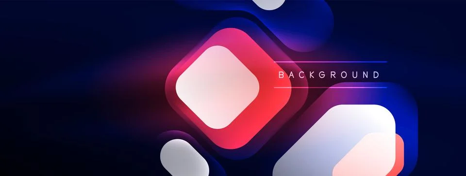 Glowing neon geometric elements abstract background. Neon light or laser show Illustrazione stock