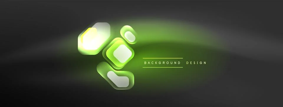 Glowing neon geometric elements abstract background. Neon light or laser show Stock Illustration