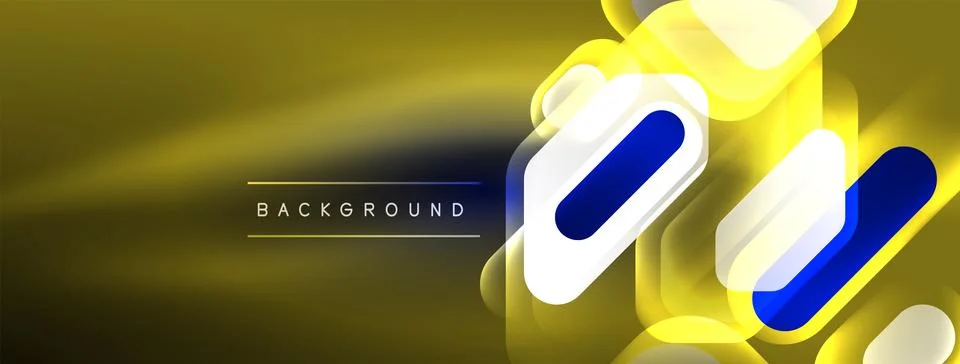 Glowing neon geometric elements abstract background. Neon light or laser show Stock Illustration