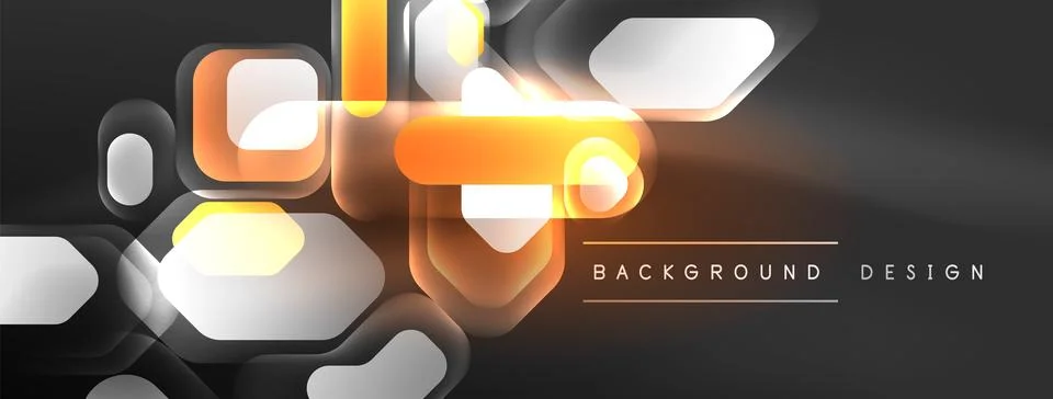 Glowing neon geometric elements abstract background. Neon light or laser show 스톡 일러스트