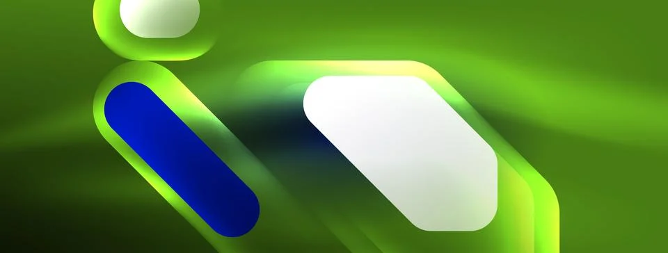 Glowing neon geometric elements abstract background. Neon light or laser show Stock Illustration
